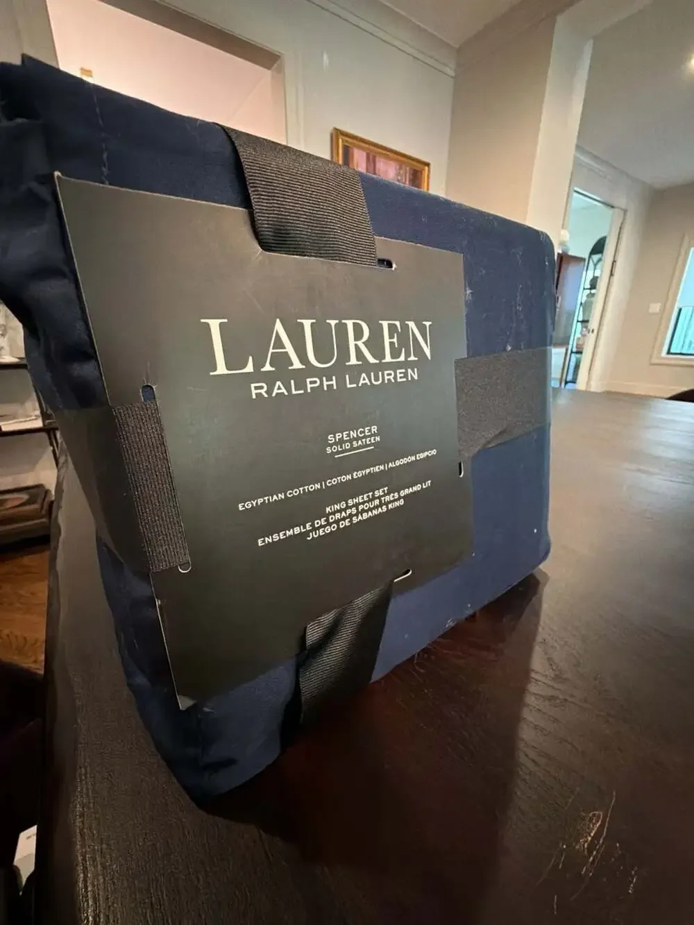 Lauren Ralph Lauren Spencer Solid Cotton Sateen 4pc. King Sheet Set, Navy NEW